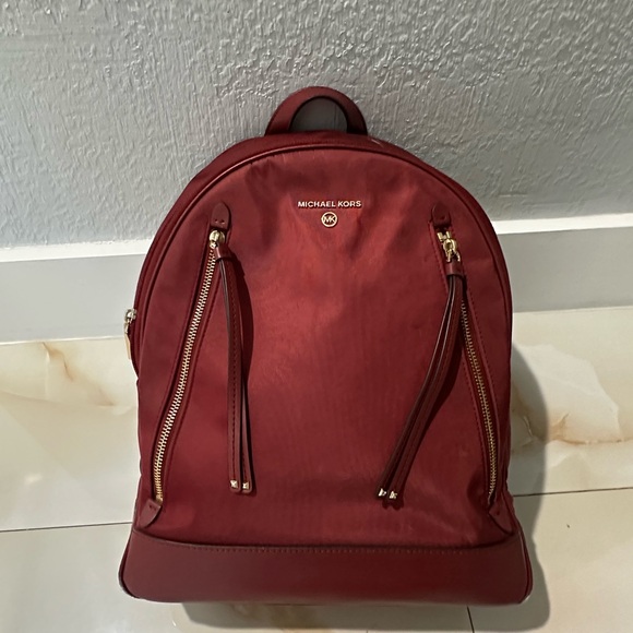 Michael Kors Brooklyn Large Nylon Backpack - Maroon - Picture 1 of 5